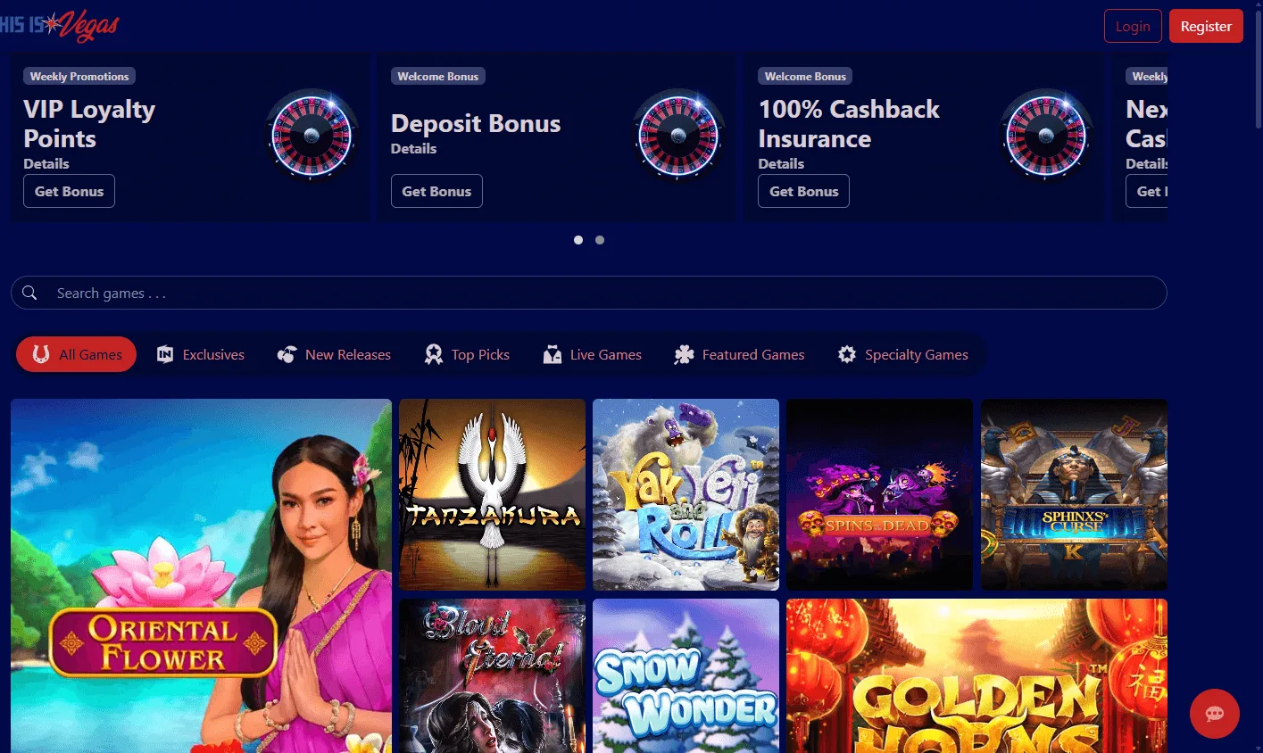 This Is Vegas Casino desktop home page